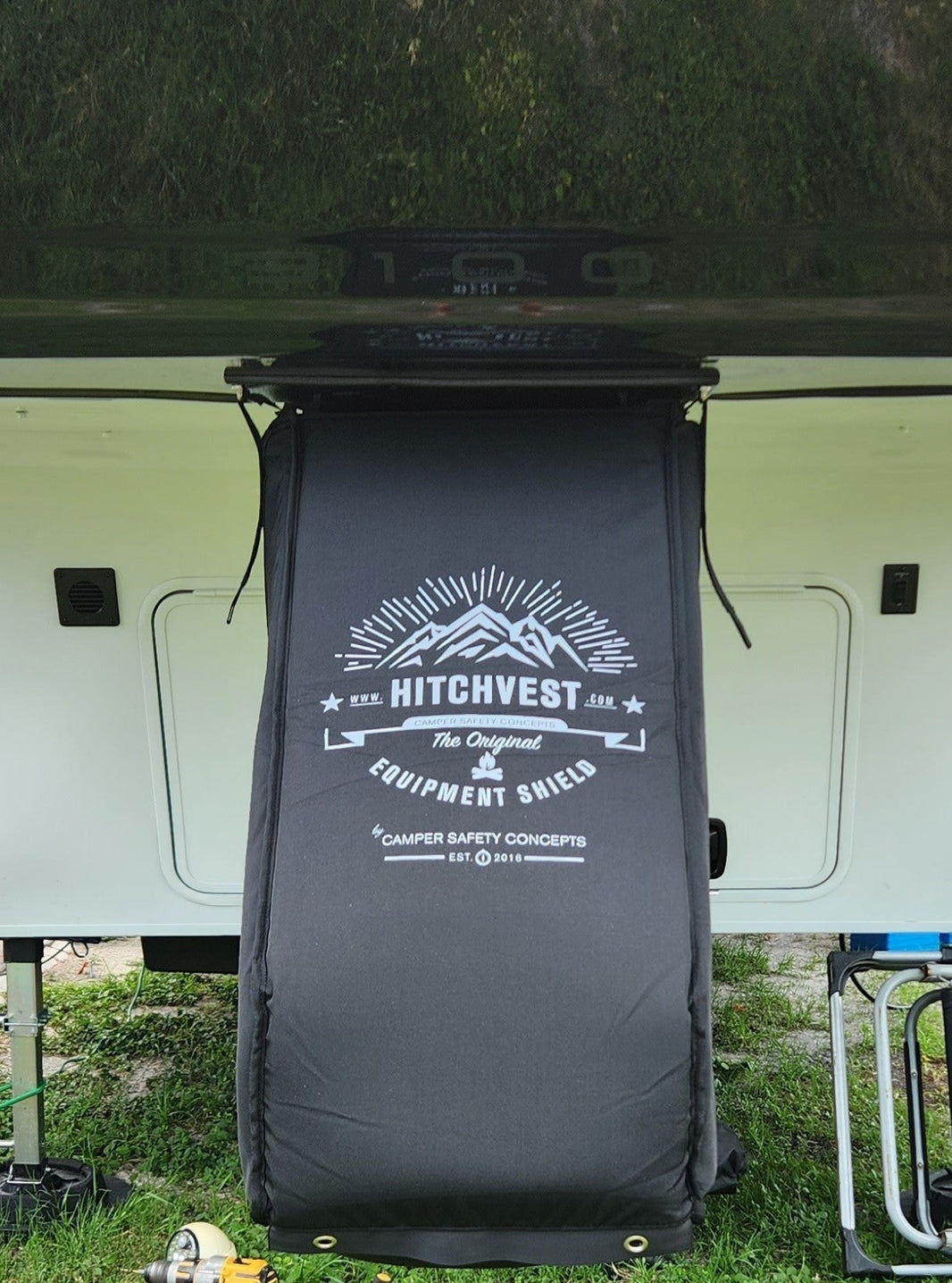 HitchVest Pin Box Cover for your 5th Wheel Trailer Camper Safety